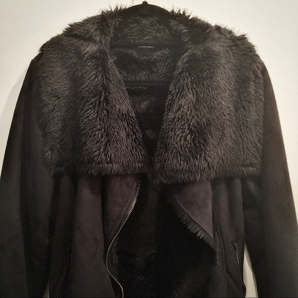 Silvian Heach Black Fur Winter Jacket